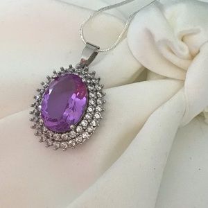 Sterling Silver Oval Alexandrine And Topaz Pendant Color Changing Stone New